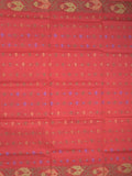 Bengali cotton saree red color allover weaves and weaving border with weaving pallu