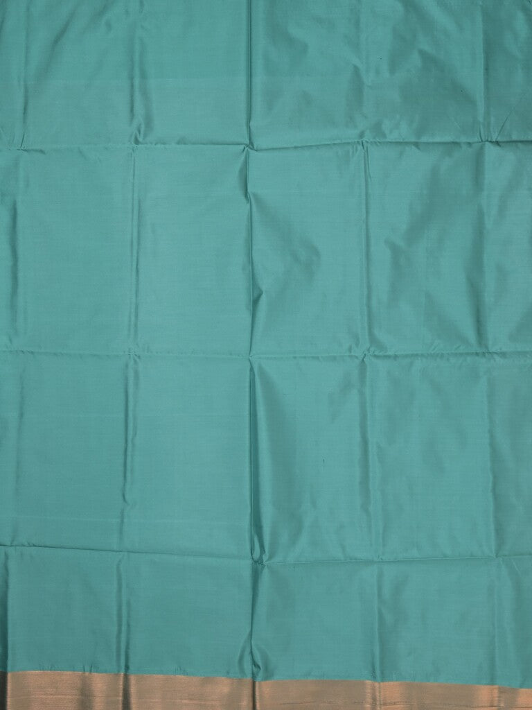 Kanchi pattu saree orange color allover zari weaves & zari border with contrast pallu and plain contrast blouse