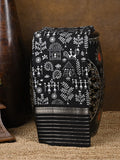 Maheshwari fancy saree black color allover prints & zari border with zari pallu and plain blouse