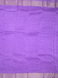 Organza fancy saree lavender color allover weaves & zari border with short pallu and plain contrast blouse