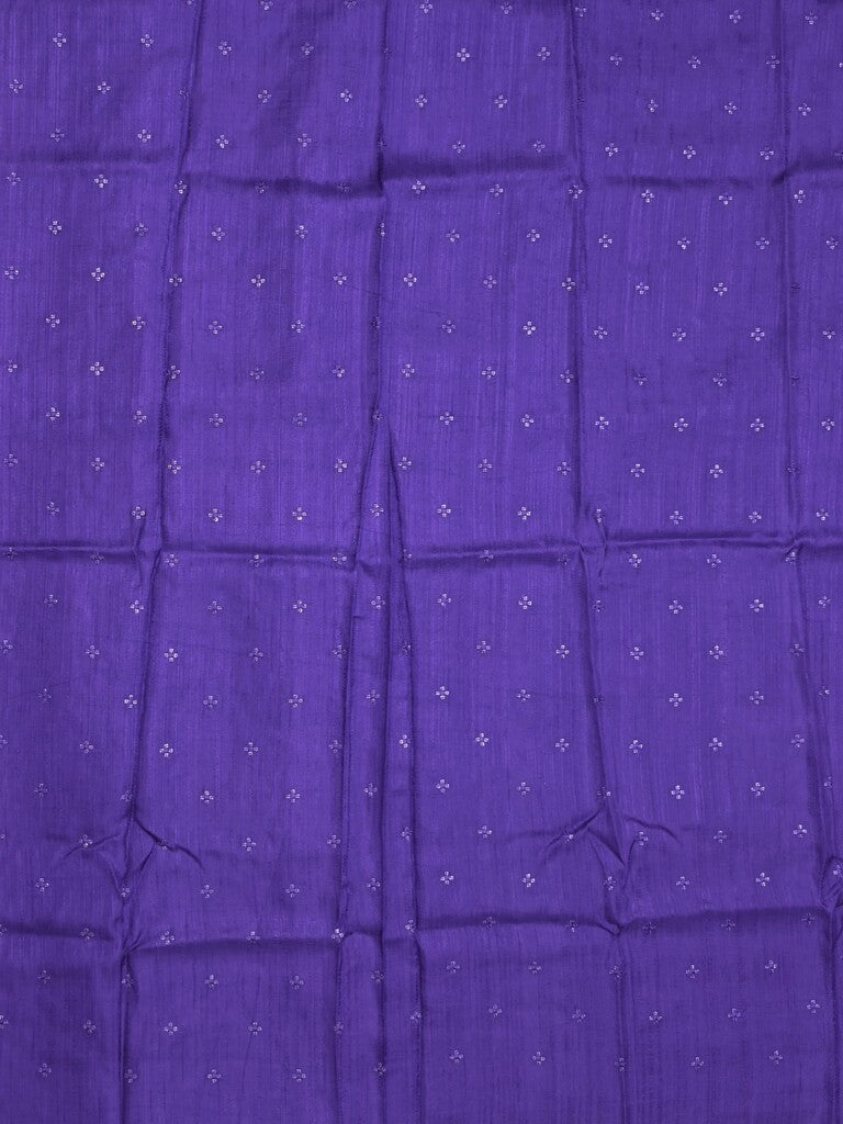 Organza fancy saree lavender color allover weaves & zari border with short pallu and plain contrast blouse