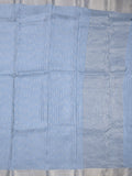 Organza fancy saree light blue color allover weaves & zari border with short pallu and plain contrast blouse
