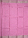 Organza fancy saree light pink color allover weaves & zari border with short pallu and plain contrast blouse