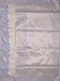 Pure organza fancy saree grey color allover zari weaves & zari border with rich pallu and contrast blouse