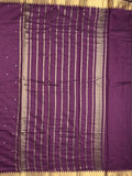 Chanderi fancy saree dark wine color allover zari motifs & zari border with zari pallu and plain blouse