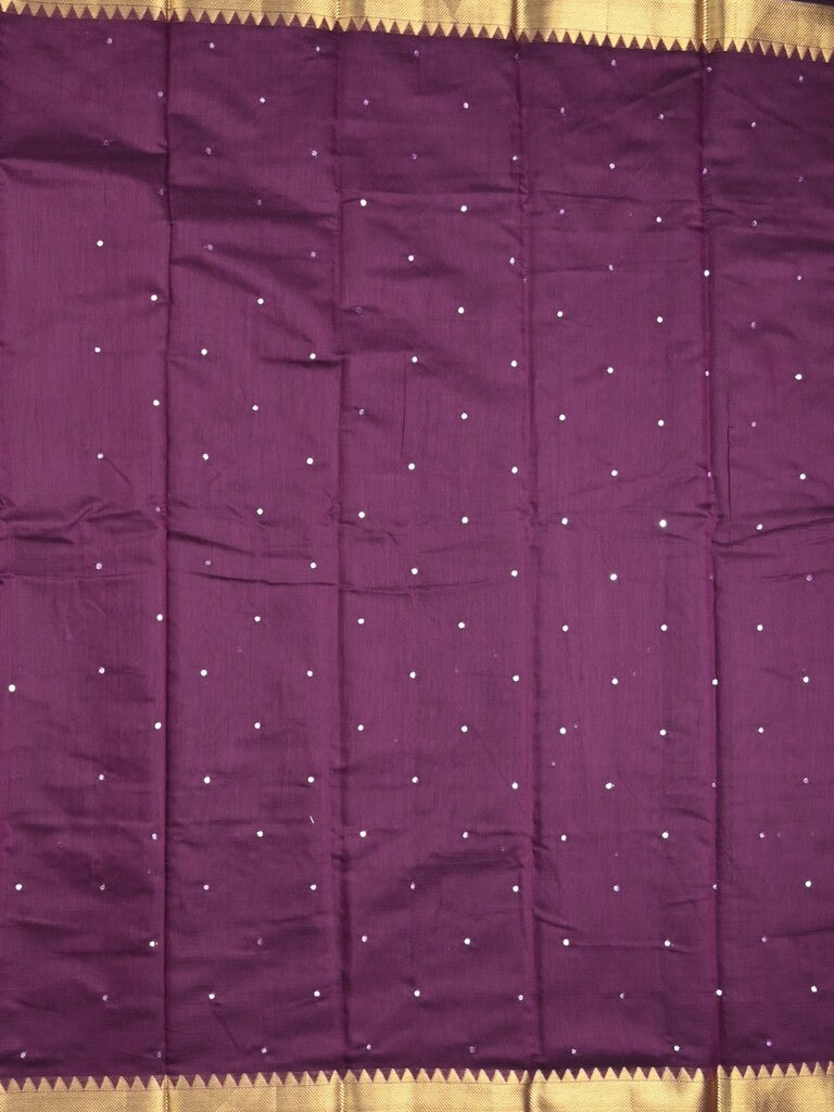 Chanderi fancy saree dark wine color allover zari motifs & zari border with zari pallu and plain blouse