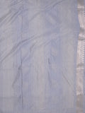 Pure organza fancy saree grey color allover zari weaves & zari border with rich pallu and contrast blouse