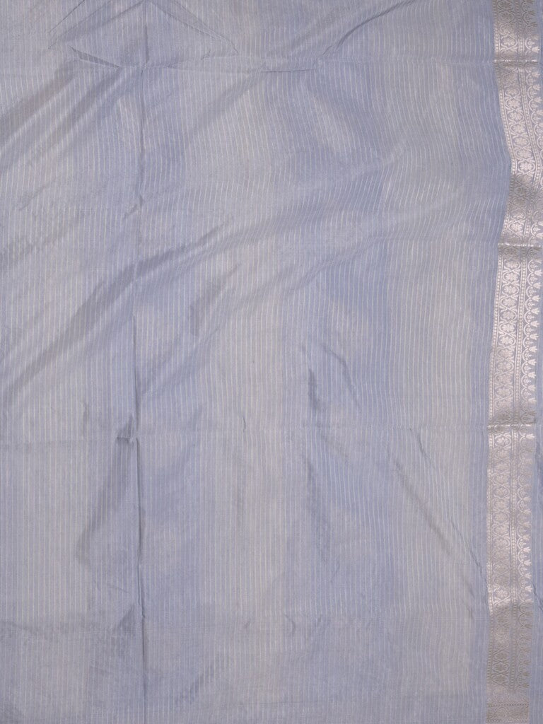 Pure organza fancy saree grey color allover zari weaves & zari border with rich pallu and contrast blouse