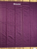 Chanderi fancy saree dark wine color allover zari motifs & zari border with zari pallu and plain blouse