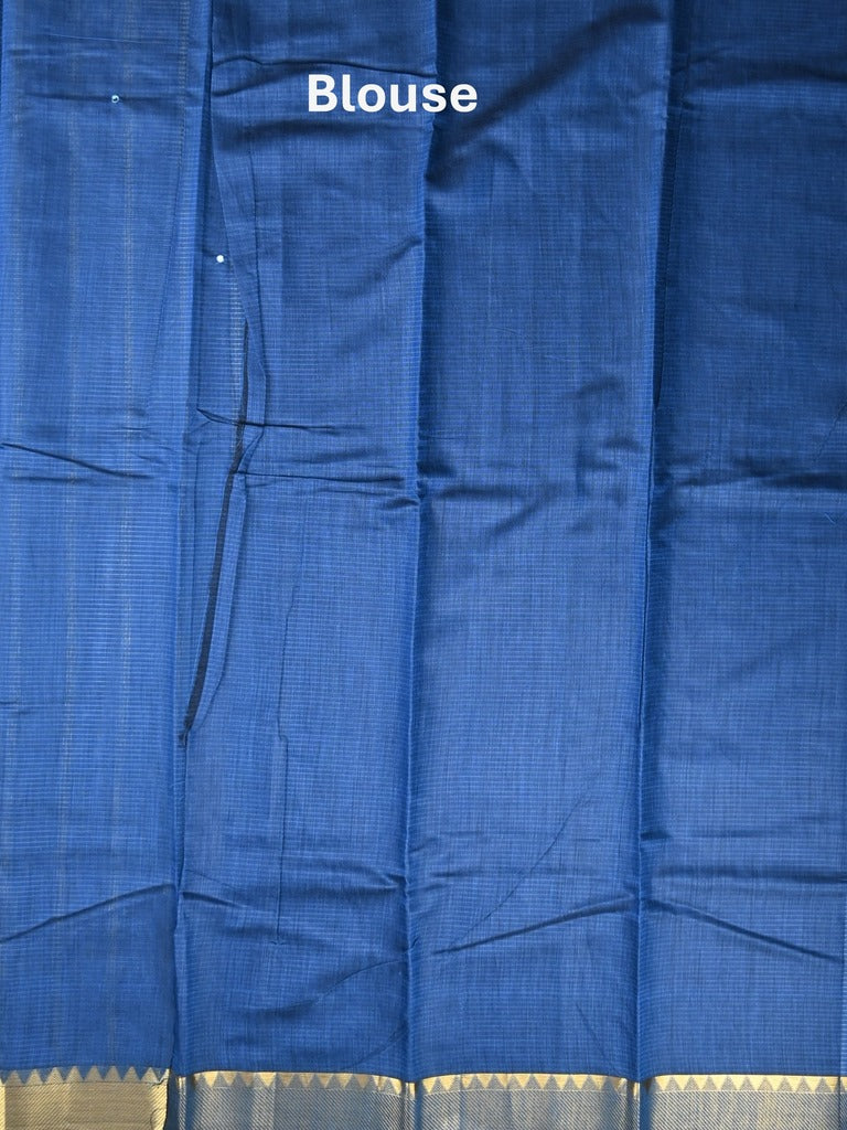 Chanderi fancy saree royal blue color allover zari motifs & zari border with zari pallu and plain blouse