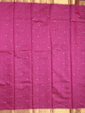 Chanderi fancy saree magenta color allover zari motifs & zari border with zari pallu and plain blouse