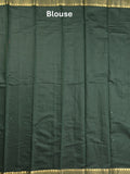 Chanderi fancy saree dark green color allover zari motifs & zari border with zari pallu and plain blouse