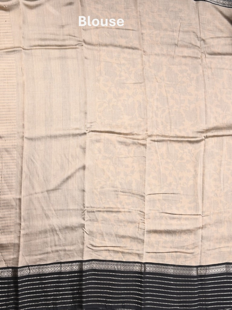 Maheshwari fancy saree cream color allover prints & zari border with zari pallu and plain blouse
