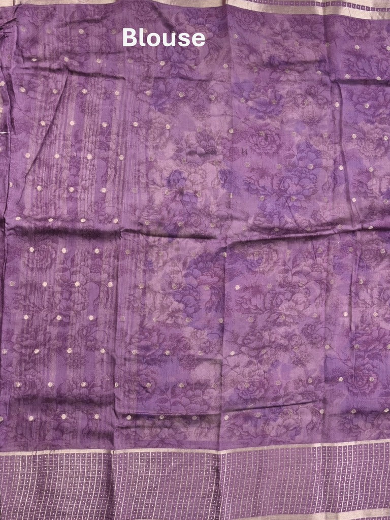 Maheshwari fancy saree white color allover prints & zari border with zari pallu and plain blouse