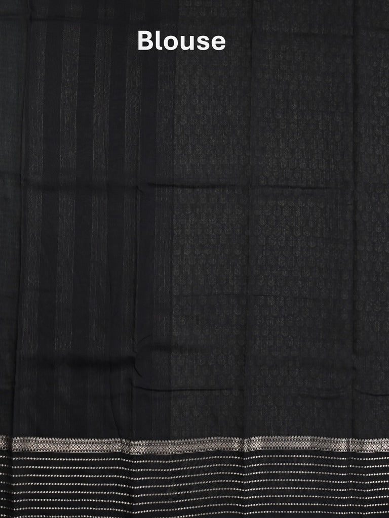 Maheshwari fancy saree light grey color allover prints & zari border with zari pallu and plain blouse