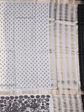 Maheshwari fancy saree white color allover prints & zari border with zari pallu and plain blouse