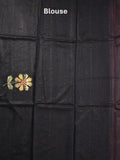 Bhagalpur fancy saree dark pink color allover stripes with contrast pallu and attached blouse