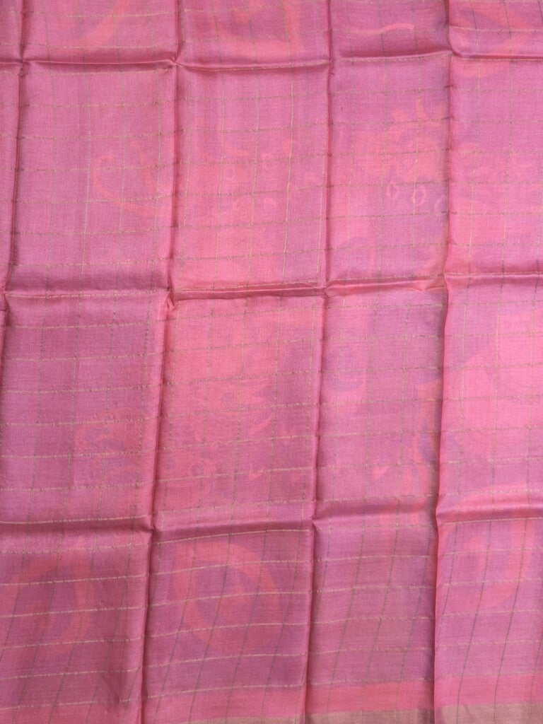 Pure tussar fancy saree parrot green color allover prints & big contrast border with contrast pallu and plain blouse