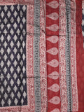 Maheshwari fancy saree black color allover prints & printed zari border with contrast pallu and attached blouse
