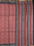 Maheshwari fancy saree red color allover prints & printed zari border with contrast pallu and attached blouse