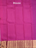 Kanchi pattu saree peacock green color allover zari motifs & kanchi border with rich pallu and contrast plain blouse