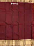 Kanchi pattu saree brown color allover zari motifs & kanchi border with rich pallu and contrast plain blouse