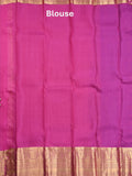 Kanchi pattu saree sky blue color allover zari motifs & kanchi border with rich pallu and contrast plain blouse