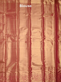 Kanchi pattu saree cream color allover zari weaves & kanchi border with rich pallu and contrast blouse