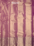 Kanchi pattu saree light yellow color allover zari weaves & kanchi border with rich pallu and contrast blouse