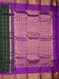 Gadwal pattu saree black color allover zari weaves & kanchi border with rich pallu and contrast plain blouse