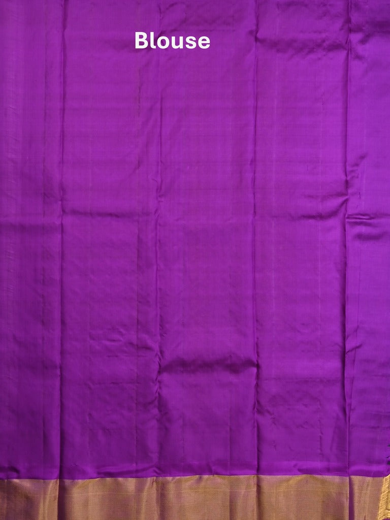 Gadwal pattu saree black color allover zari weaves & kanchi border with rich pallu and contrast plain blouse