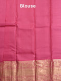 Kanchi pattu saree parrot green color allover zari weaves & kanchi border with rich pallu and contrast blouse