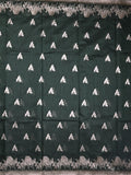 Raw silk fancy saree dark green color allover zari motifs & zari border with zari pallu and plain blouse