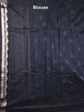 Raw silk fancy saree black color allover zari motifs & zari border with zari pallu and plain blouse