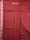 Raw silk fancy saree maroon color allover zari motifs & zari border with zari pallu and plain blouse