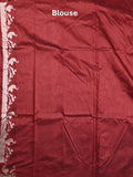 Raw silk fancy saree maroon color allover zari motifs & zari border with zari pallu and plain blouse