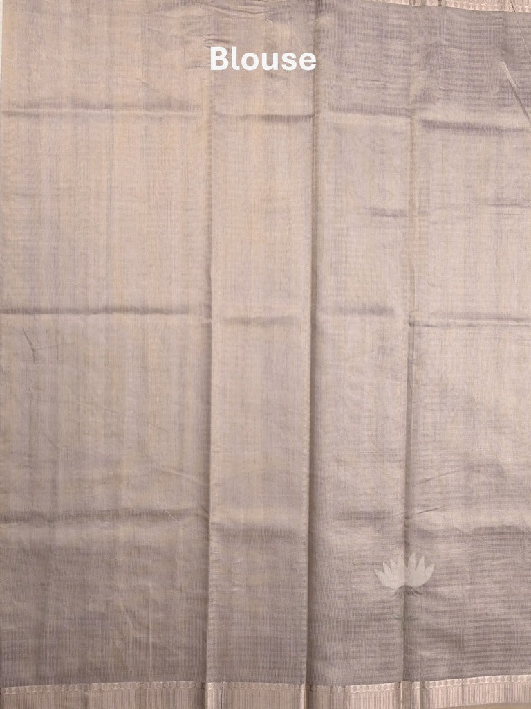 Chanderi fancy saree light lavender color allover prints & zari border with short pallu and plain blouse