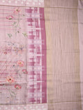 Tussar tissue fancy saree light purple color allover prints & embroidery border with short pallu and plain blouse