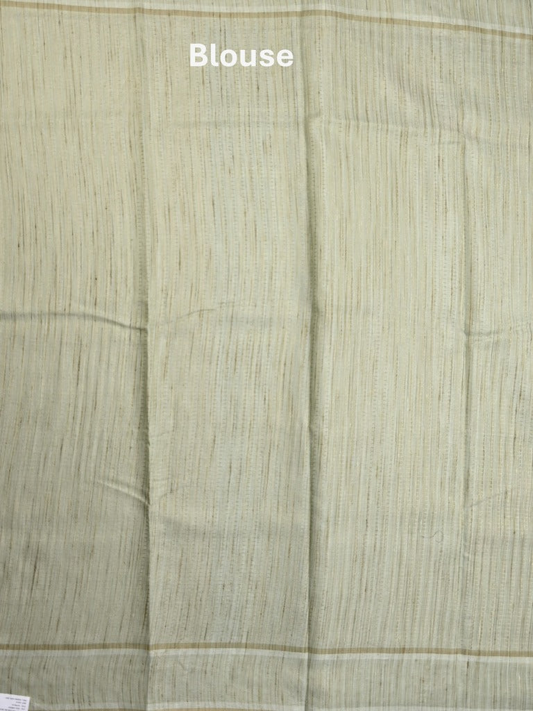 Tussar tissue fancy saree light pastel blue color allover prints & embroidery border with short pallu and plain blouse