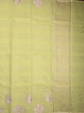 Chanderi fancy saree light green color allover mirror work & zari border with short pallu and self blouse