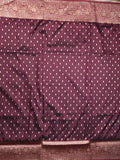 Dupion fancy saree dark maroon color allover zari motifs & zari border with rich pallu and plain blouse