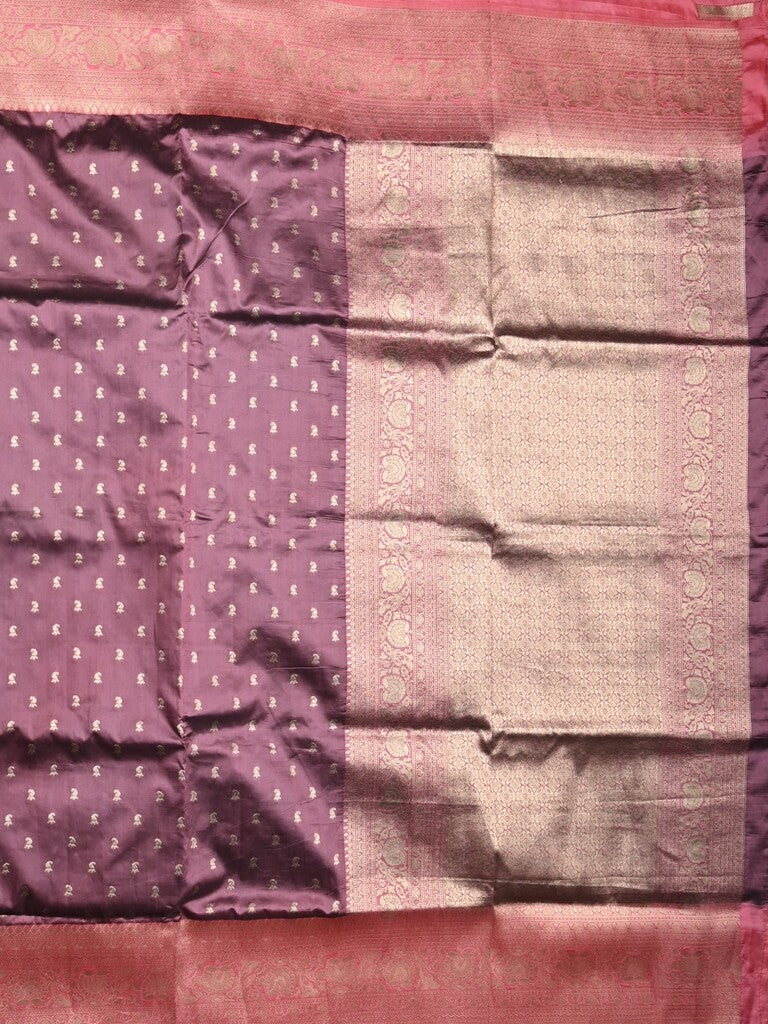 Dupion fancy saree dark wine color allover zari motifs & zari border with rich pallu and plain blouse