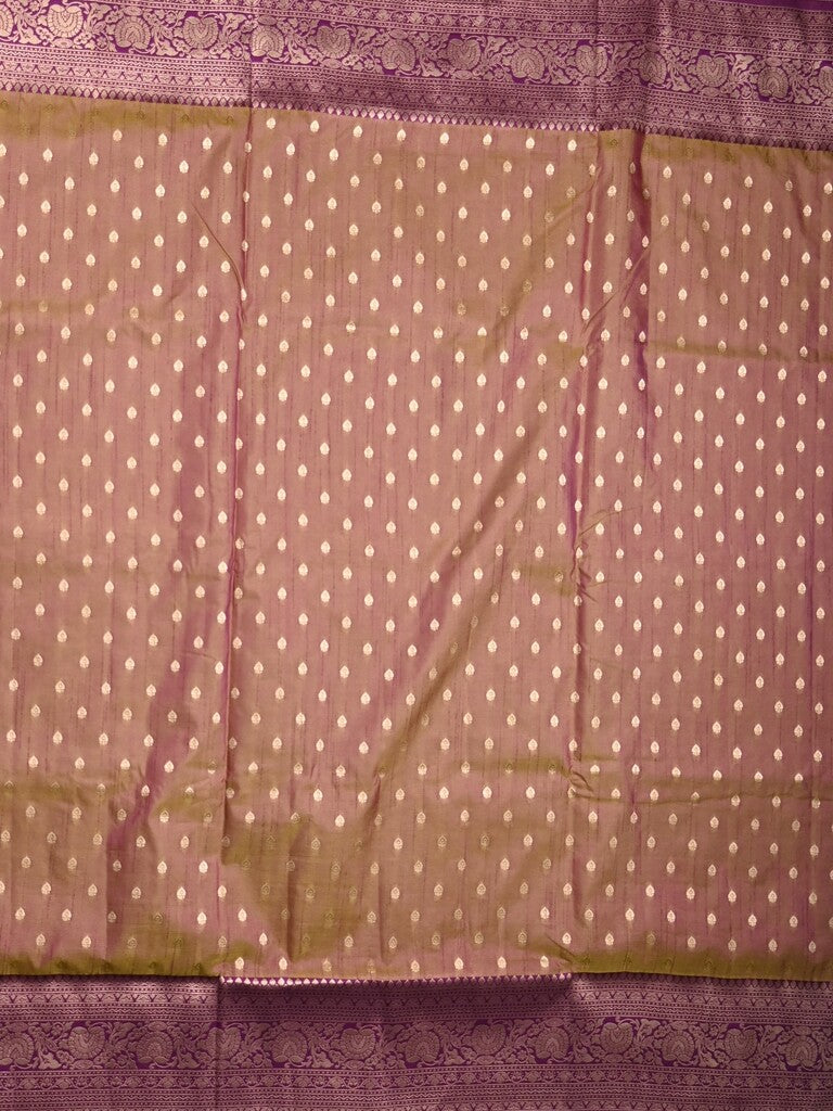 Dupion fancy saree brown color allover zari motifs & zari border with rich pallu and plain blouse