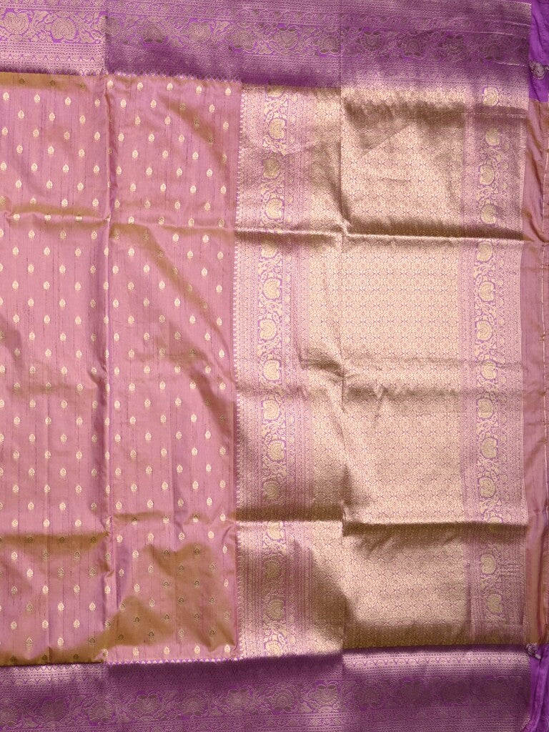 Dupion fancy saree brownish pink color allover zari motifs & zari border with rich pallu and plain blouse
