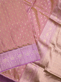 Dupion fancy saree brownish pink color allover zari motifs & zari border with rich pallu and plain blouse