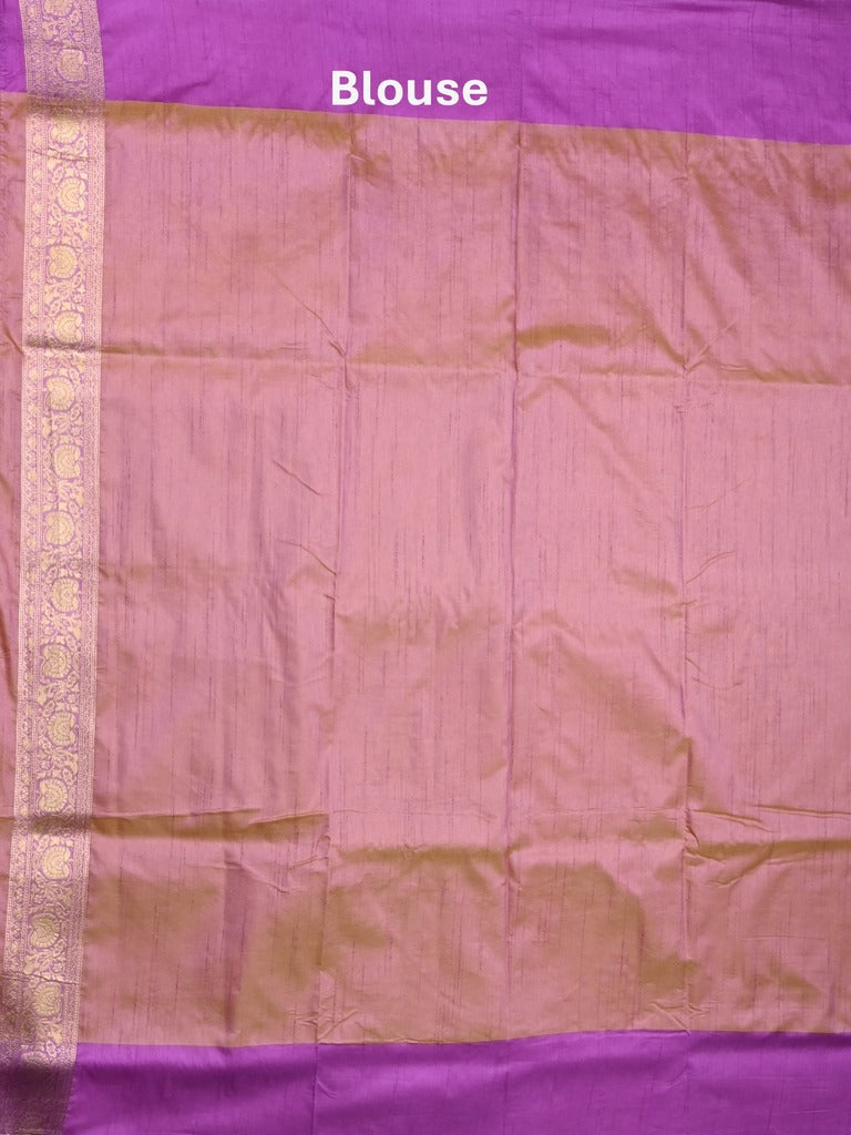 Dupion fancy saree brownish pink color allover zari motifs & zari border with rich pallu and plain blouse