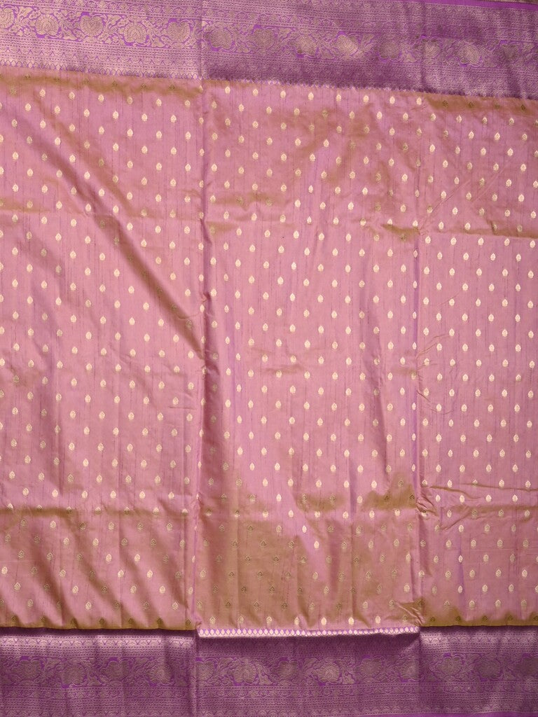 Dupion fancy saree brownish pink color allover zari motifs & zari border with rich pallu and plain blouse