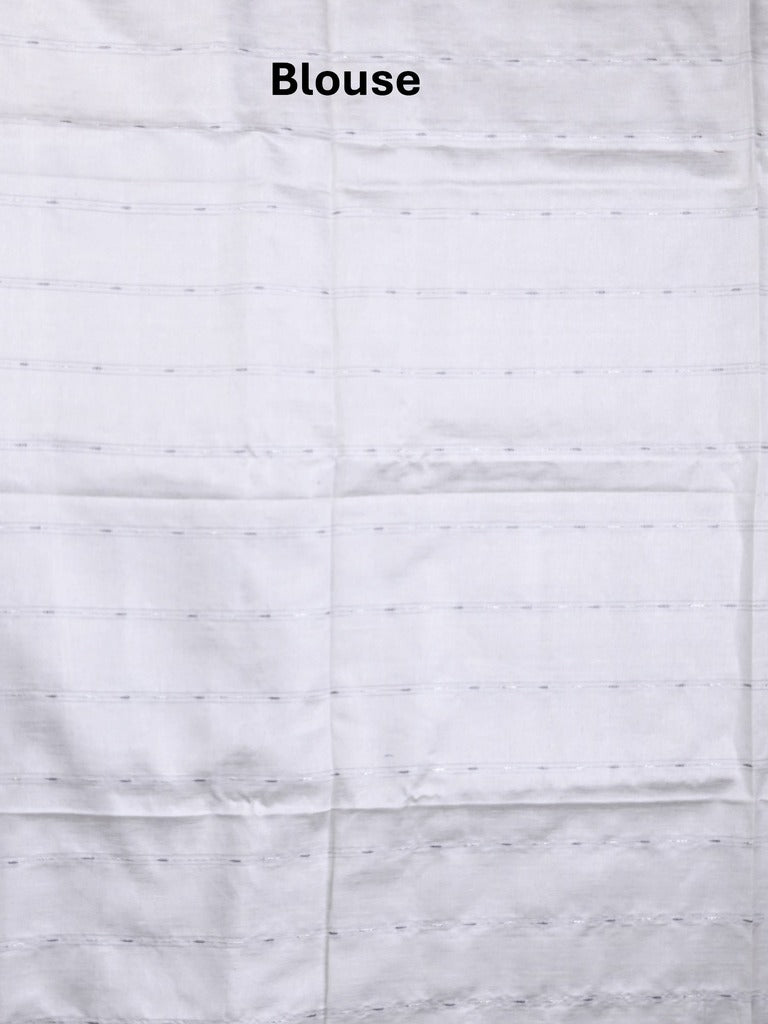 Jute lenin fancy saree grey color allover stripes with stripes pallu and attached self blouse