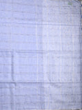Jute lenin fancy saree light blue color allover stripes with stripes pallu and attached self blouse