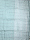 Jute lenin fancy saree pastel blue color allover stripes with stripes pallu and attached self blouse